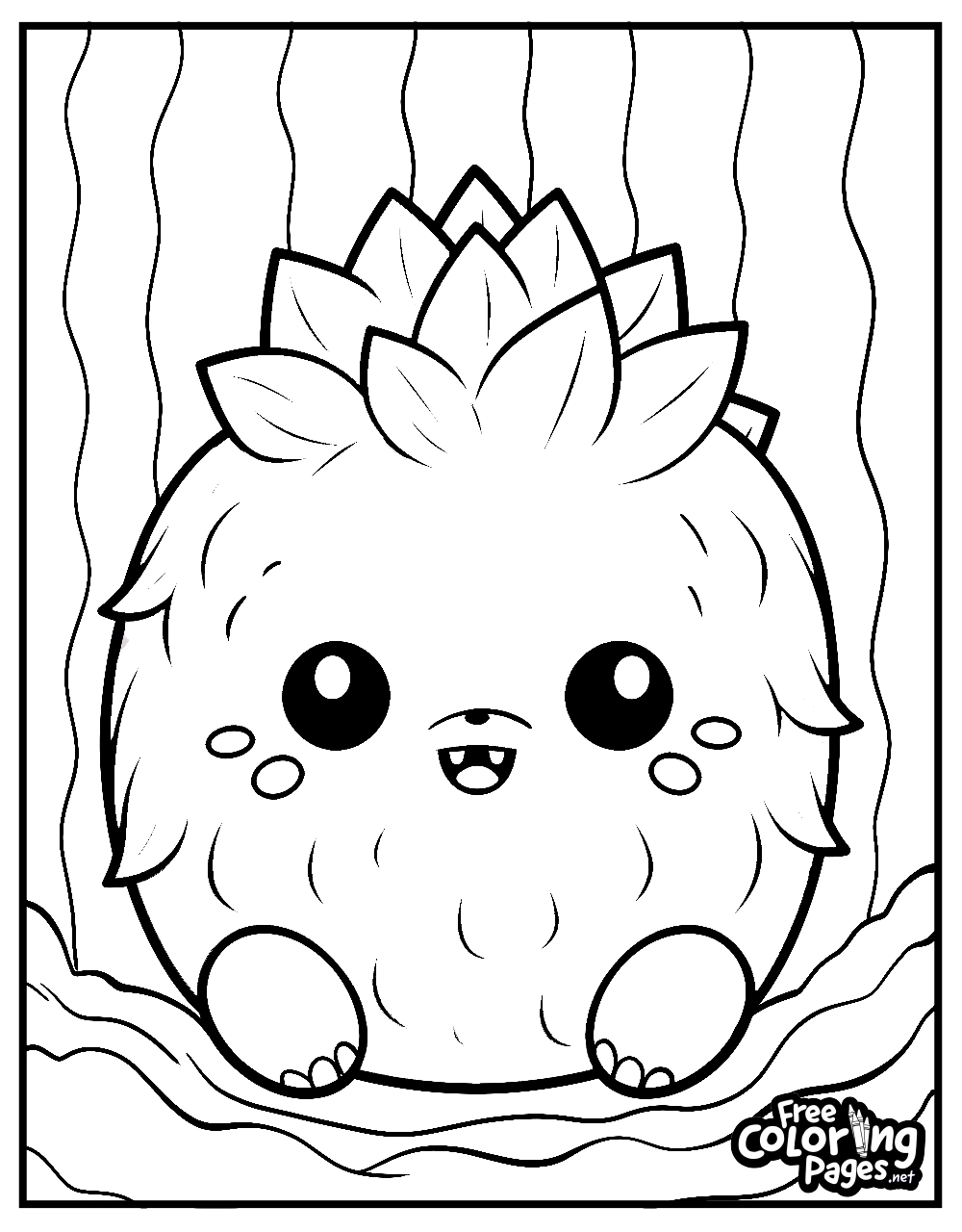 Squishmallows adult coloring pages printable depicting a fluffy character with a lotus crown, ideal for relaxation and creativity
