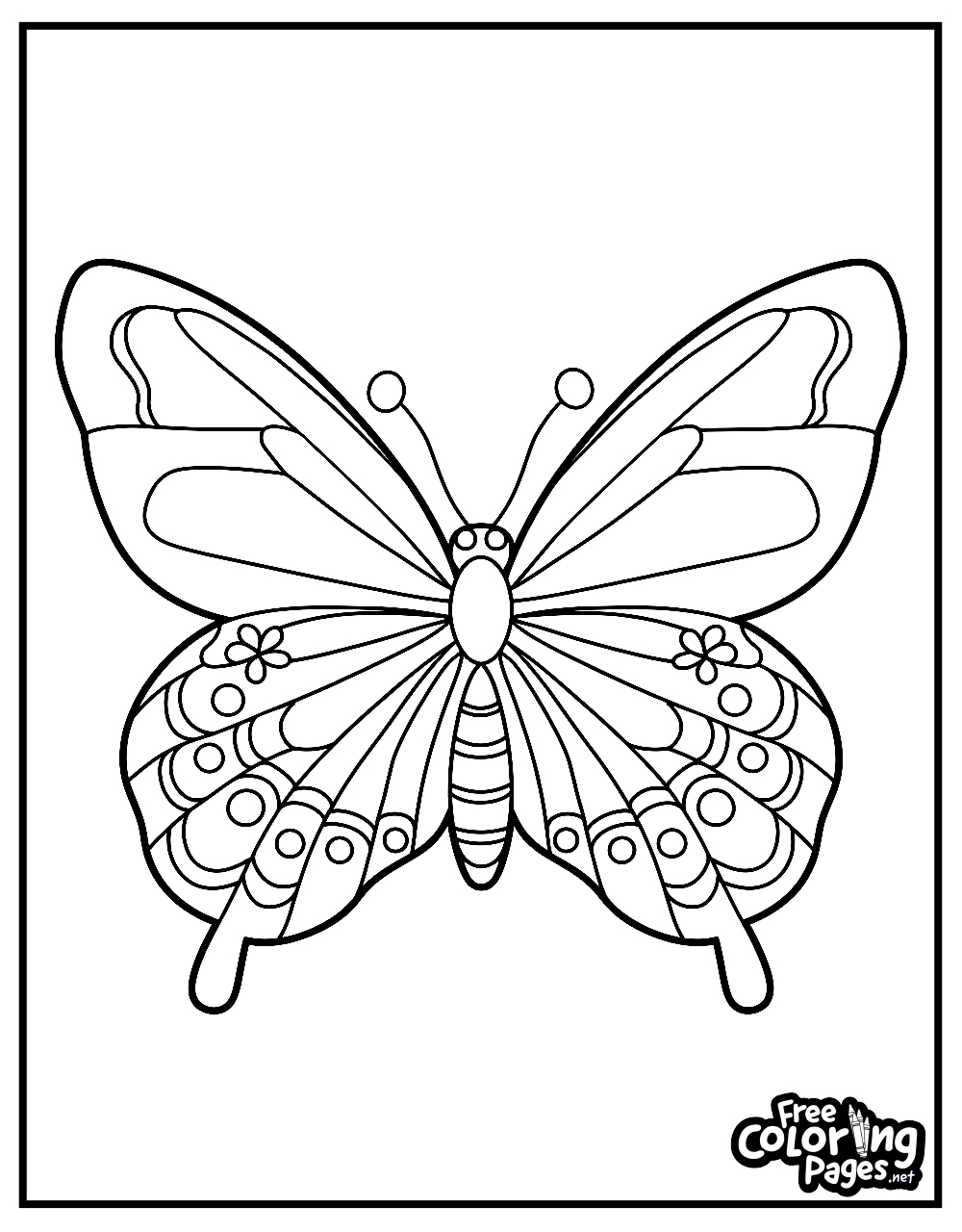 Kiddies coloring sheets for kids showcasing a detailed butterfly, great for a relaxing coloring session