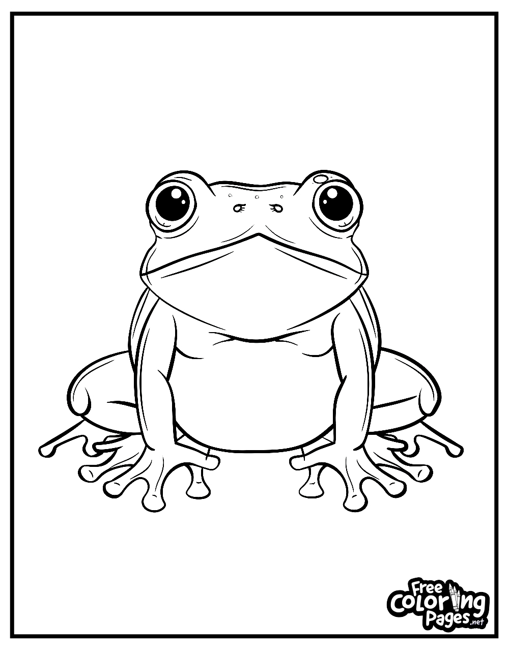 Kiddies coloring pages for adults featuring a realistic frog, suitable for older kids and adults looking for more intricate designs