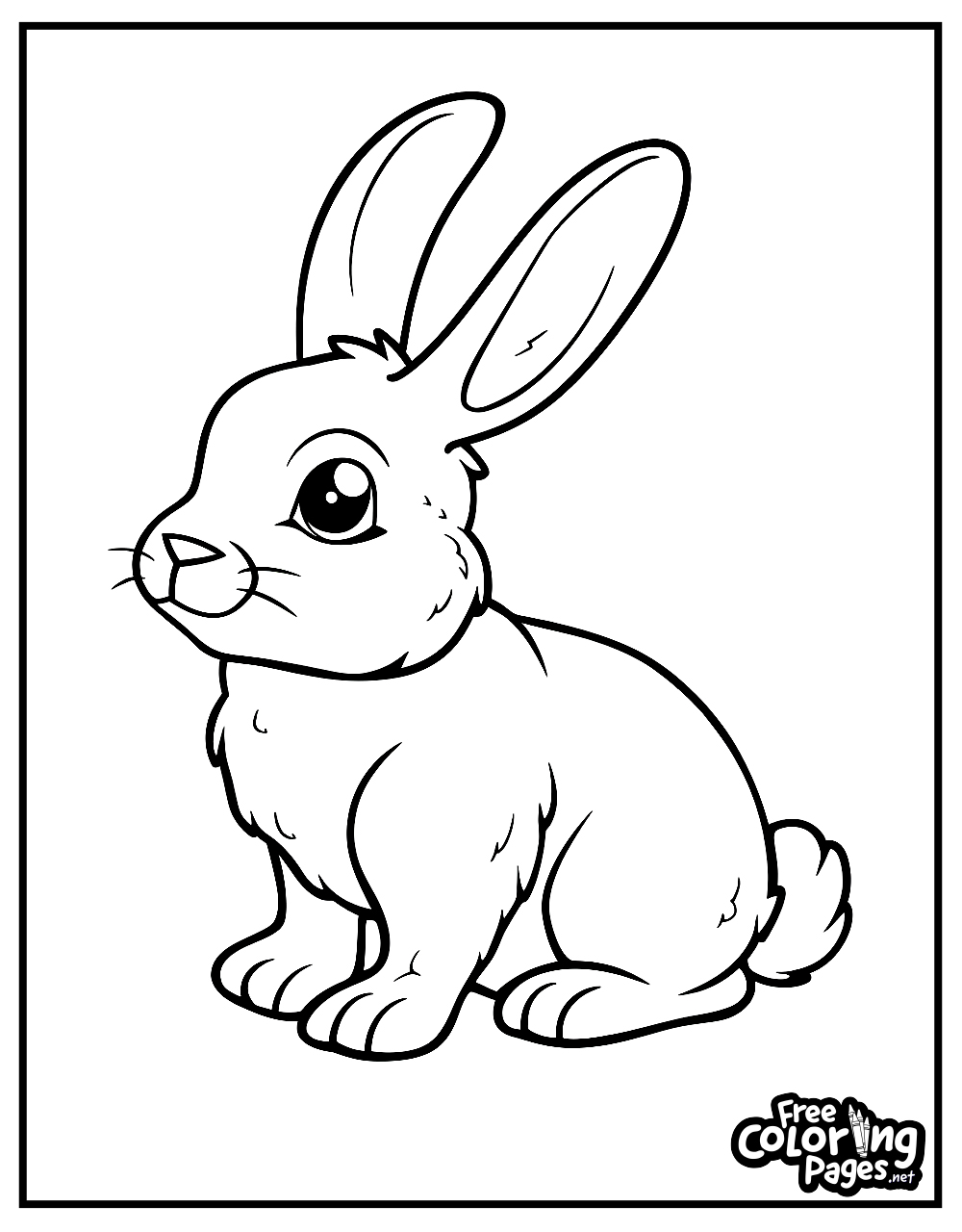 Kiddies free coloring pages for kids depicting a cute rabbit, ideal for young children to develop their fine motor skills