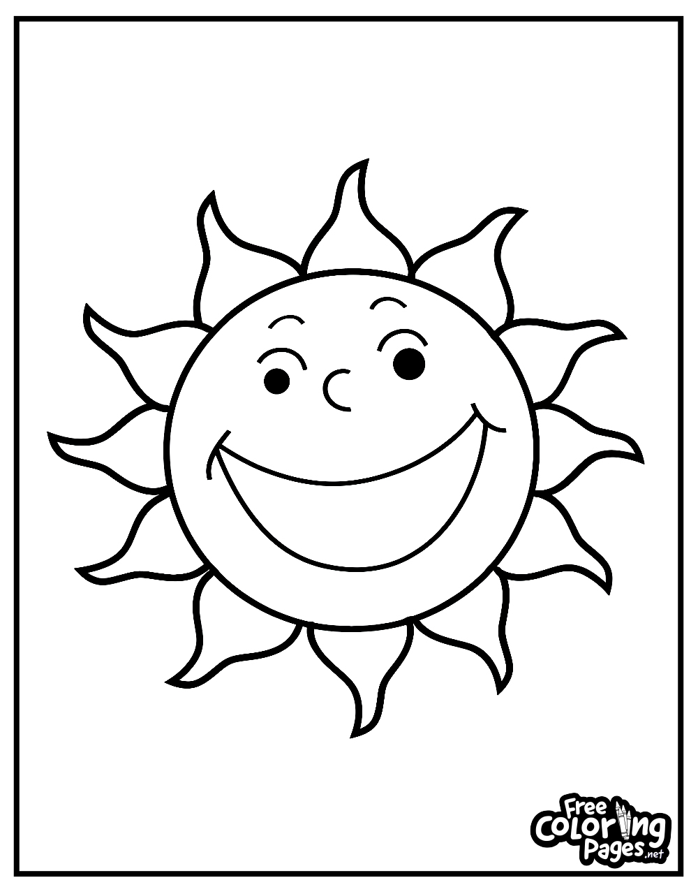 Kiddies easy coloring pages presenting a sunny, happy sun design, perfect for brightening up any day
