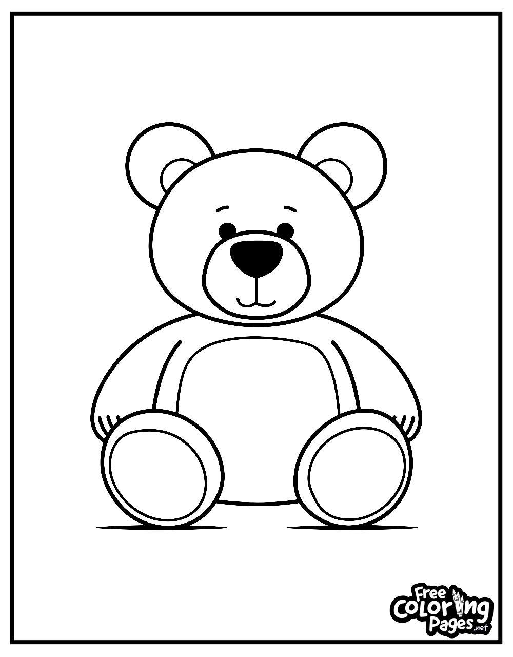 Kiddies coloring pages free download of a cute teddy bear, perfect for young children's coloring activities