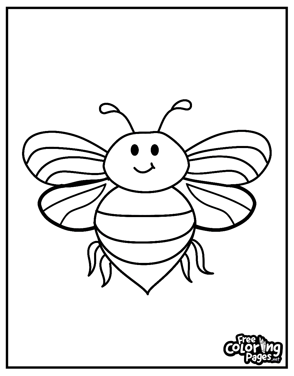 Kiddies coloring sheet of a happy bee, perfect for teaching kids about nature while having fun coloring